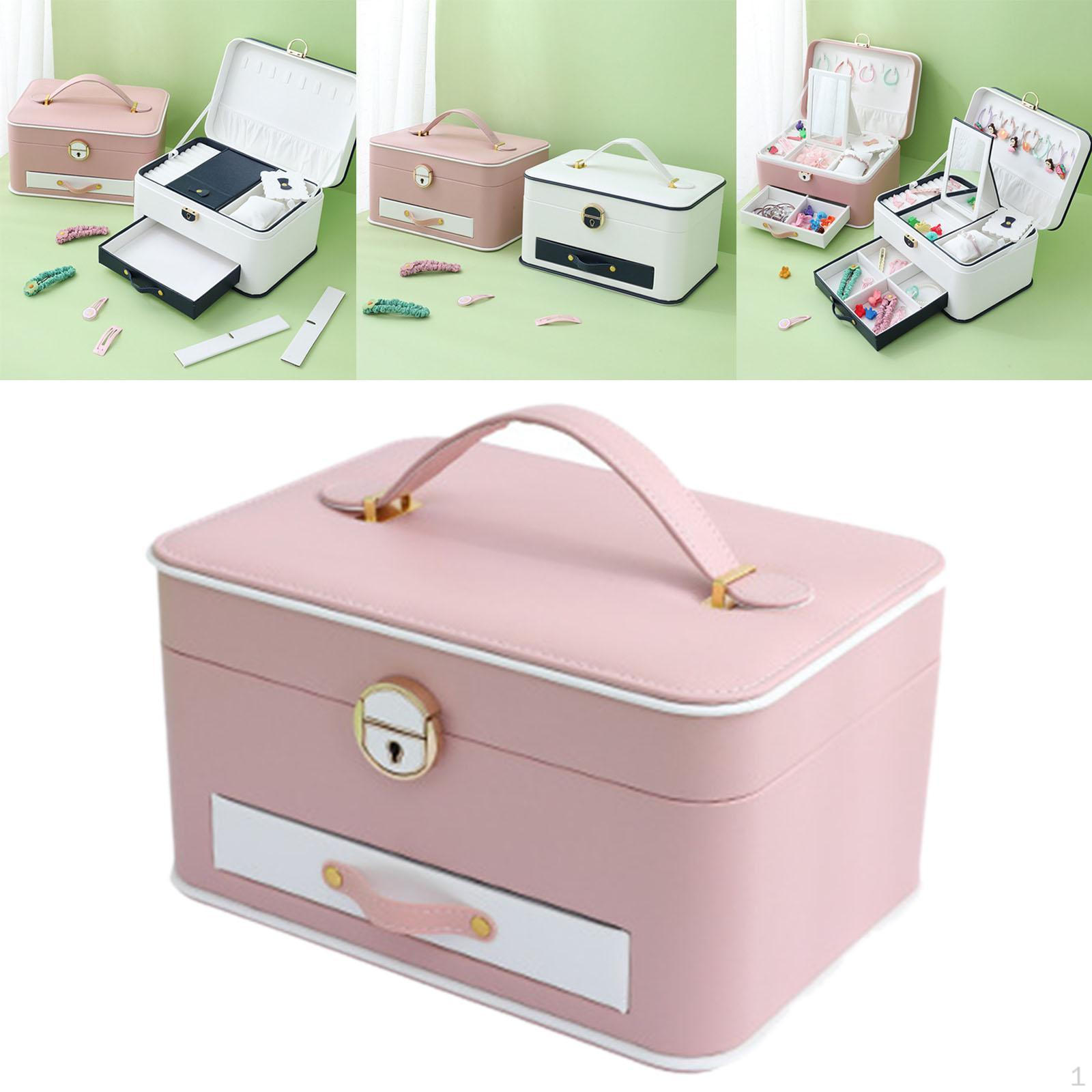 

Jewelry Box Case PU Leather Showcase Storage Travel Organizer for рожевий