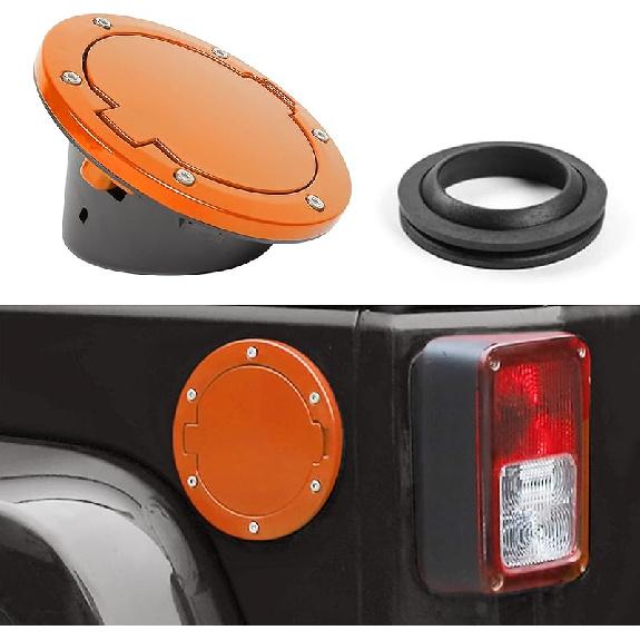 JeCar Aluminum Gas Cap Fuel Filler Door Cover for Jeep Wrangler 2007-2018 JK & Unlimited Accessories (Black)