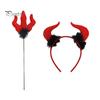 Halloween Costume Accessories Red Devil Costume, Glitter Horn Headband And Trident Prop Glittery Kit for Cosplay, Masquerade Party Performance Adults