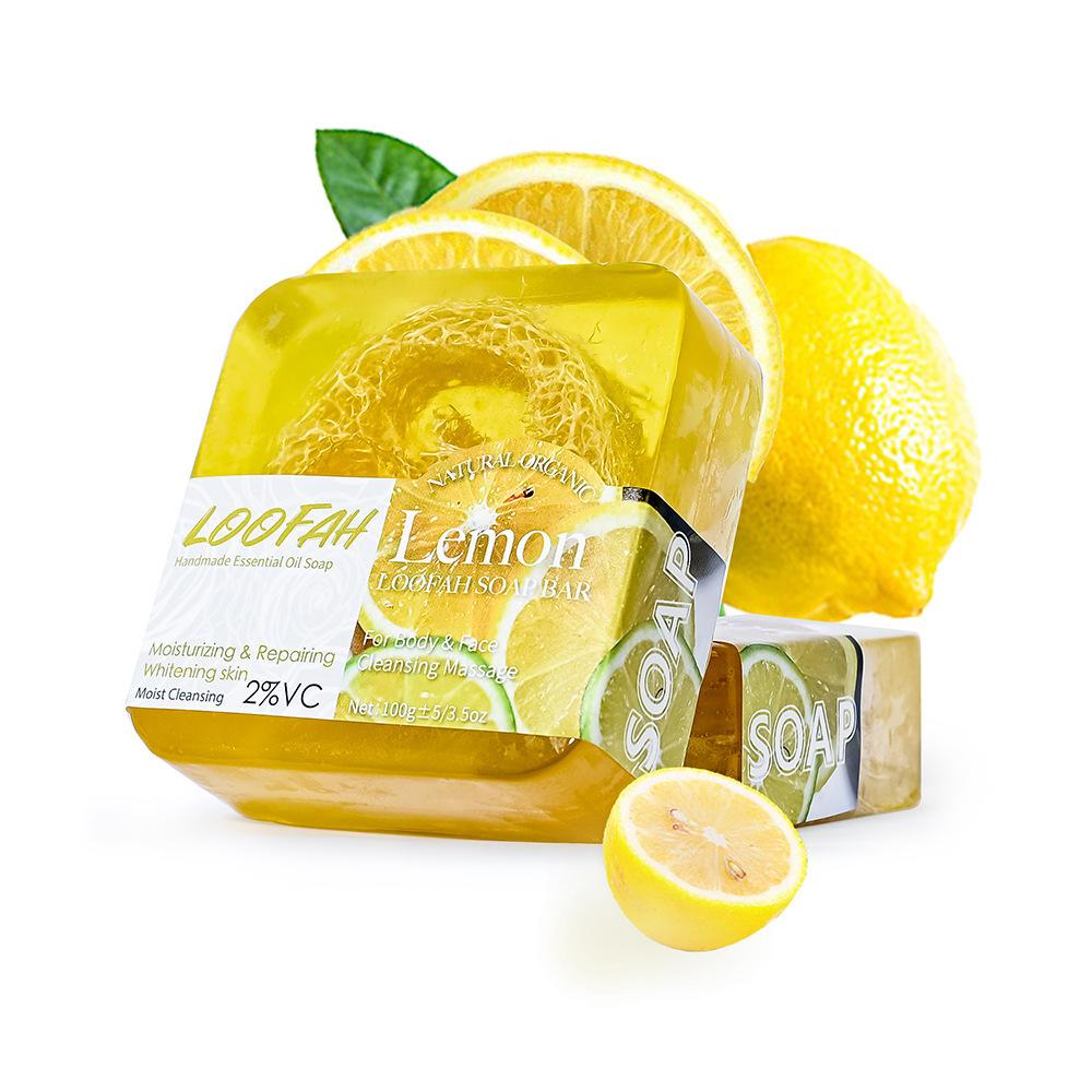 Loofah and Lemon Soap 100g Handmade Essential Oil Soap Silk Gourd Soap