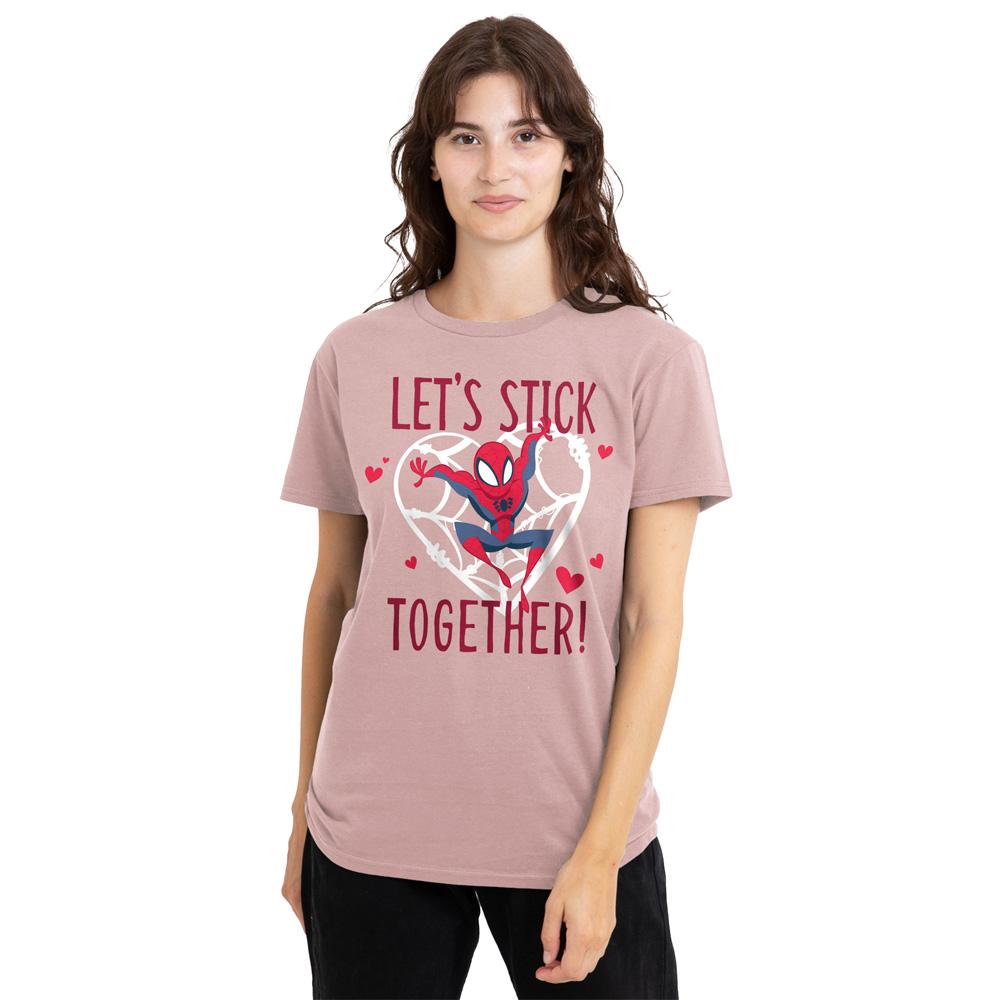 Spider-Man Womens/Ladies LetÂ´s Stick Together Valentine`s Day T-Shirt