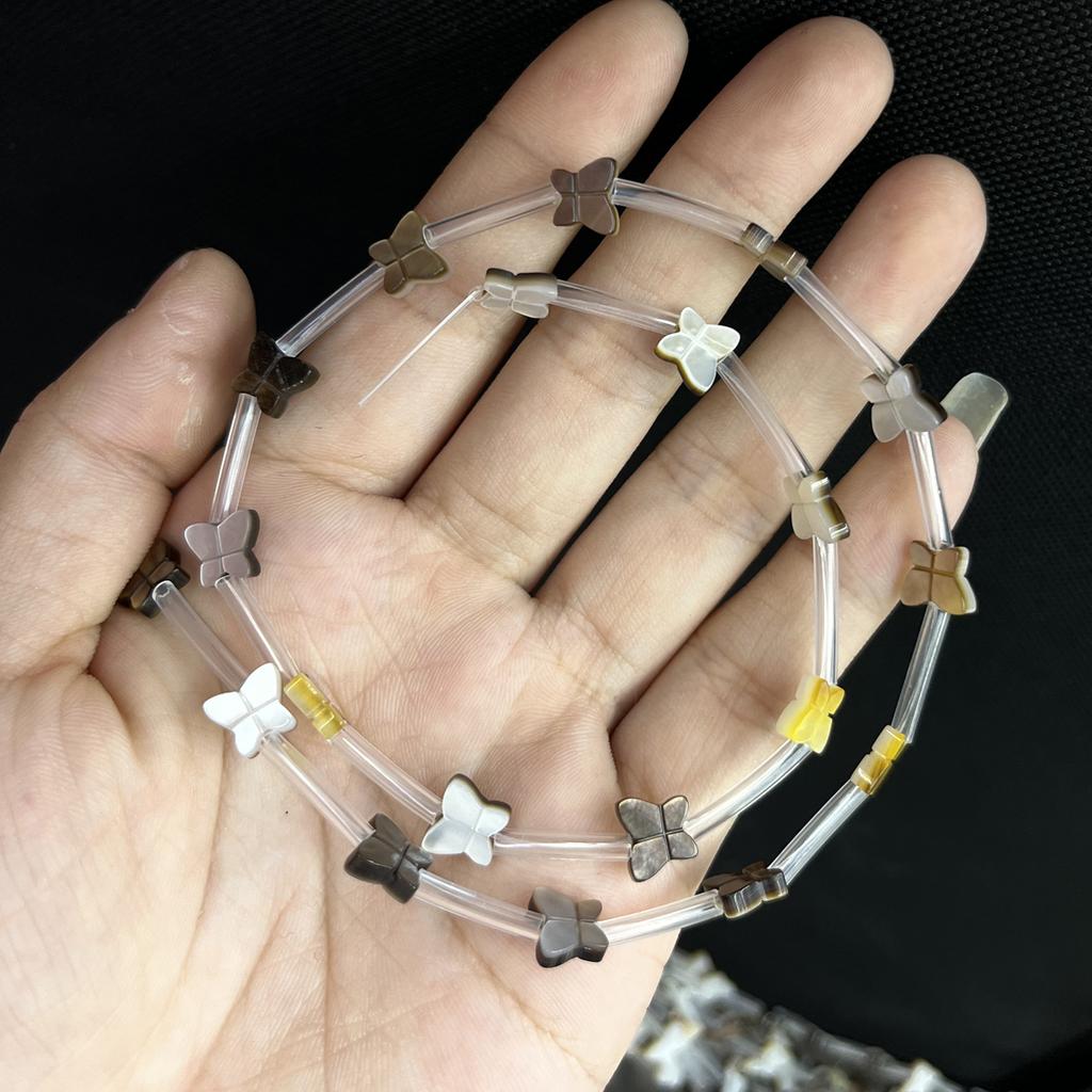 Charming Natural Shell Butterfly Beads 7×8mm, 20pcs per Strand, Sweet Fairy Vibe Loose Beads for DIY Necklace Bracelet Earring Jewelry Making Supplies