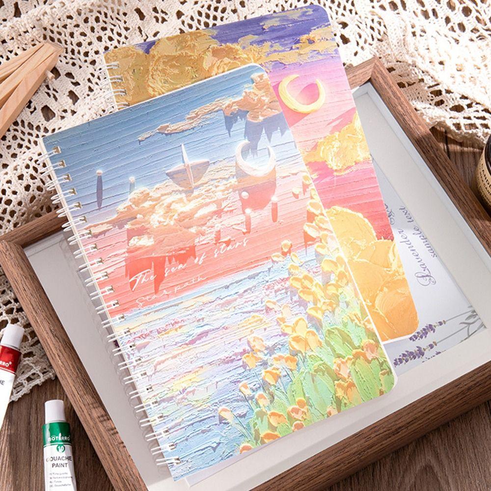 INS Spiral Notebook Oil Painting Notepad Portable Coil Book School Office Supplies