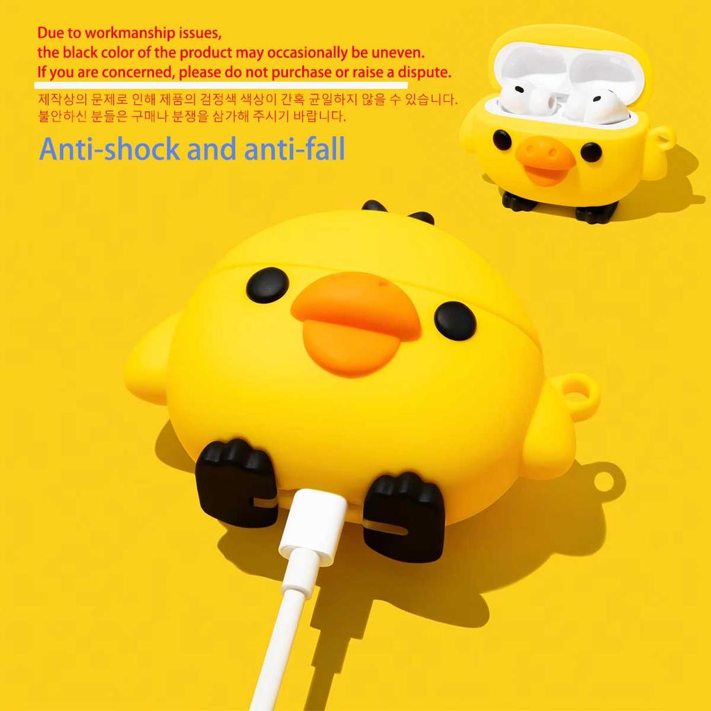 3D Yellow Chick AirPods Case, Soft Silicone Shockproof Protective Cover, Cute Cartoon Earphone Case For AirPods Pro 2/3/4