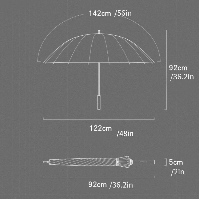 Premium Long Handle Parasol Windproof Solid Color Black Glue Sun Umbrella Elegant Sun Shade for Business Commute Driving Golf