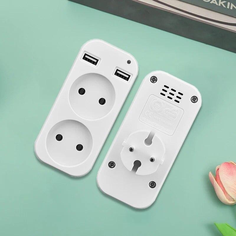 1ks European Plug Conversion Plug Multifunkční zásuvka Přenosný duální USB port Německý Francouzský Ruský Univerzální zásuvka