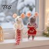 Knitting Theme Xmas Tree Baubles Christmas Felt Mouse Ornament, Handmade Felted Wool Hanging Decoration, Handcrafted Winter Crafts Cute Doll for Tree,