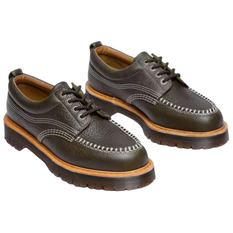 Dr. Martens Lowell Leather Lace-Up Vintage Casual Shoes Unisex Shoes Olive-Green 42445300