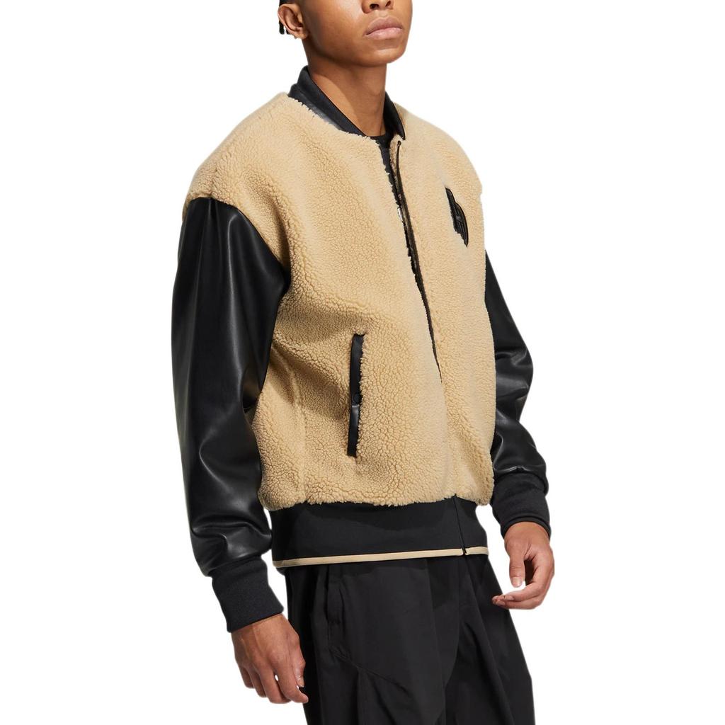 Adidas Colorblock Letter Logo Embroidered Track Jacket Men Outerwear Khaki IB2722