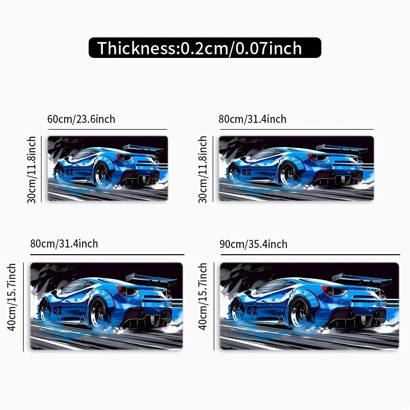XL Blue Sports Car Pattern Mouse Pad Large Desktop Mat Anti-Slip Rubber Base HD Printed Gaming MousePad Aptop Office Accessories