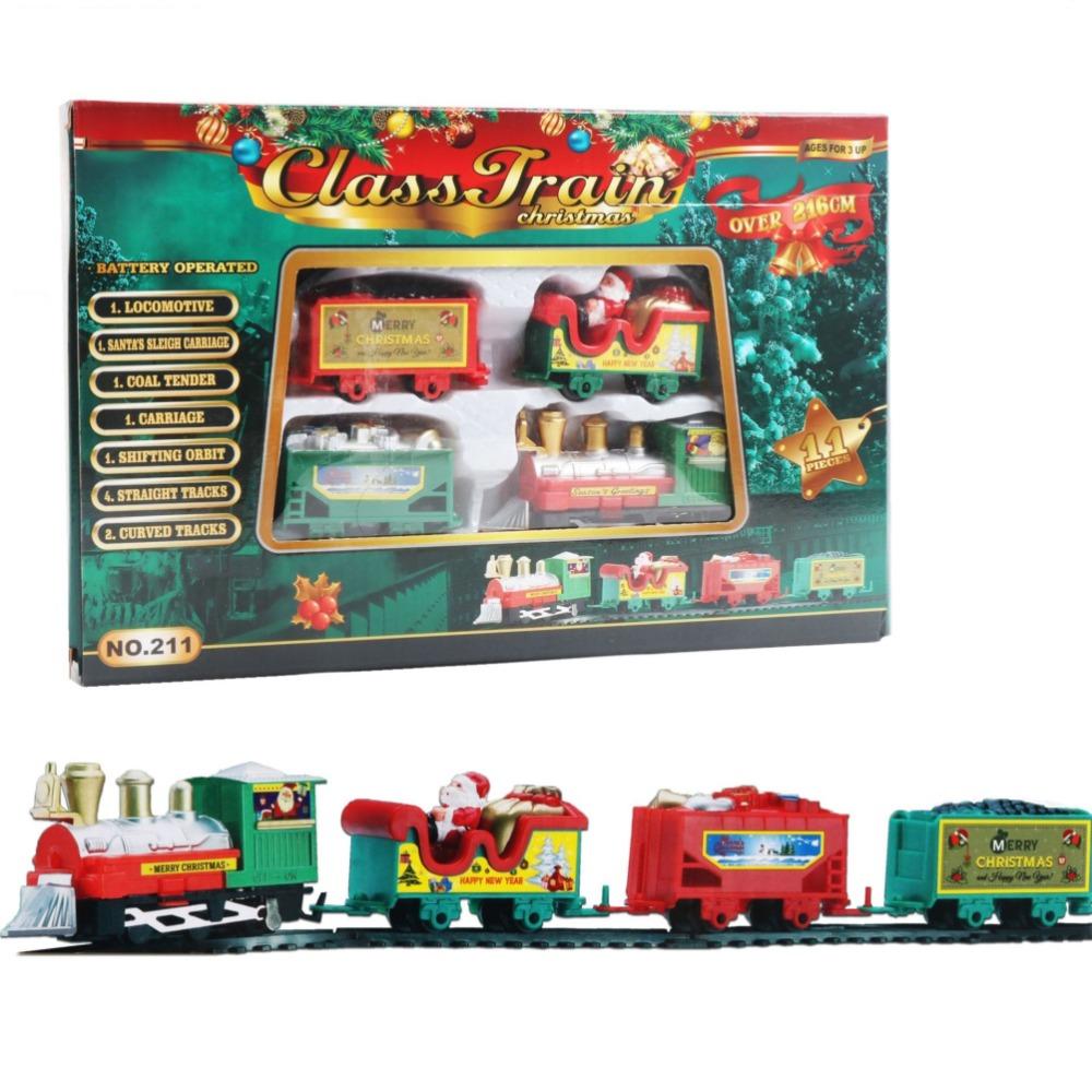 ABS Electric Train Set Battery Powered Electric Rail Cart New Railway Car Toy  Xmas Gifts