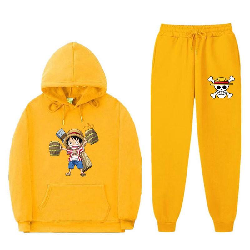 Mens Warm Hooded Sweatshirt Set With Printed Design Long Sleeve Top Pants Casual Sportwear Winter