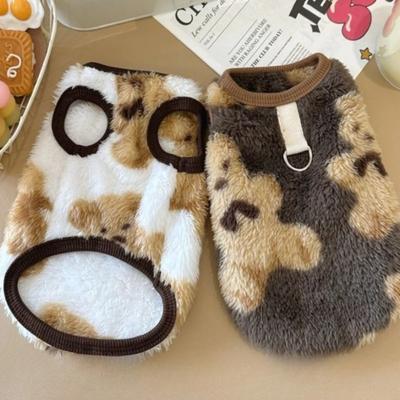 Haustierweste Flanell Hunde Katzen Kleidung, Herbst Winter Warm Bärenmuster Zweibeiniges Pyjama Design, Für Kleine Hunde Katzen Indoor Loungewear