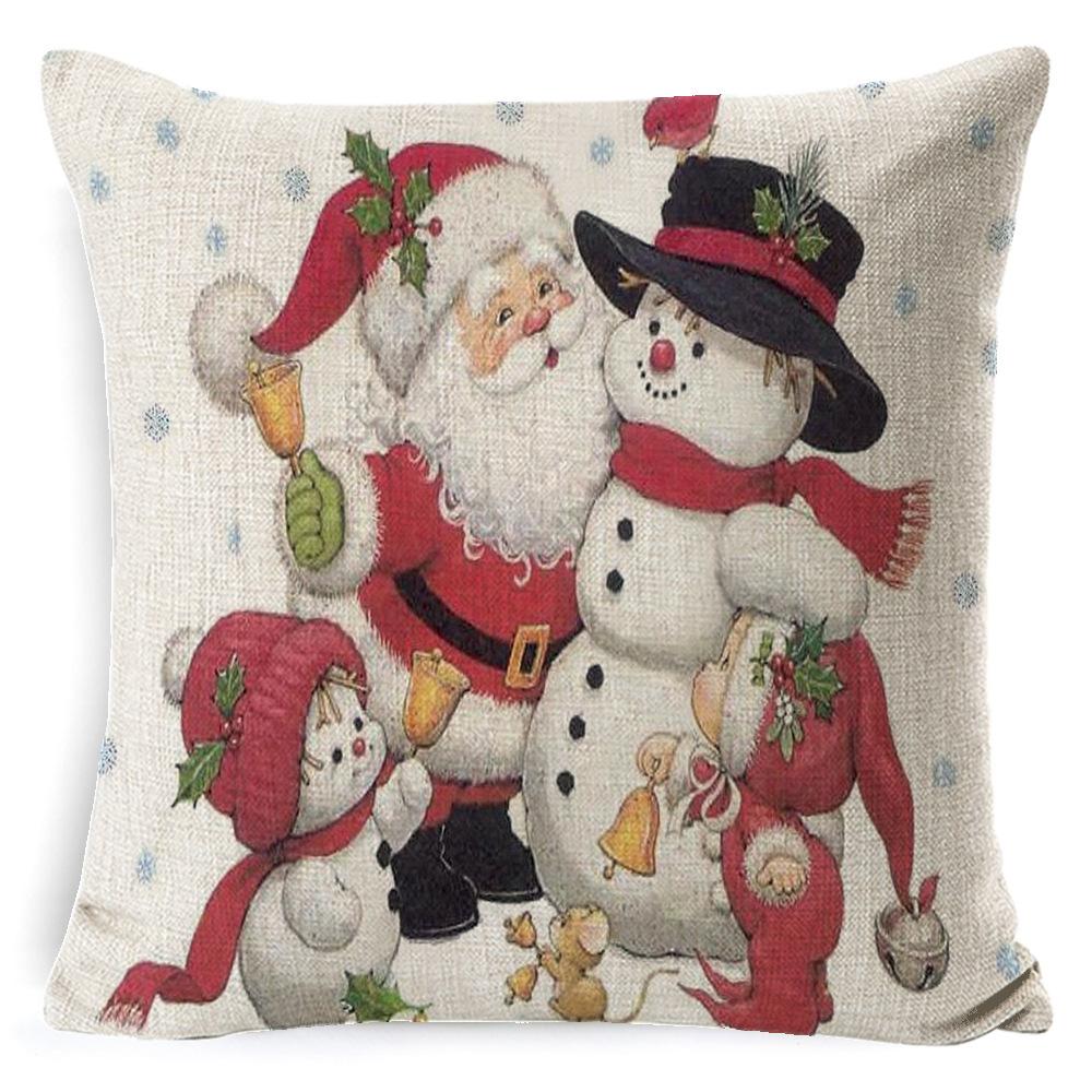 

Santa Linen Printed Throw Pillow Cover Home Office Decoration Cushion Sofa Cushion Cover 45 * 45Cm pillow cover