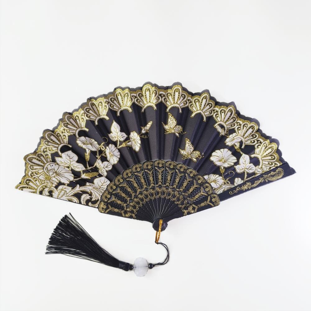 

Vintage Folding Hand Fan Chinese Japanese Fans Craft Gift Party Festival Women Dance Performance Props Home Decoration Ornaments One Size чёрный