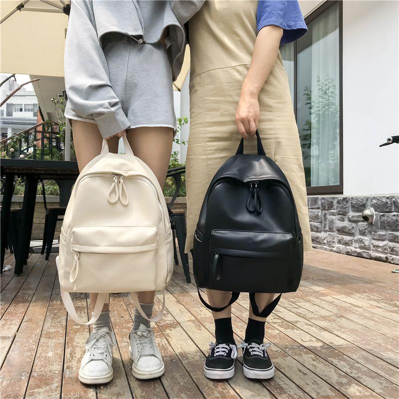 Korean version of Harajuku simple pu men's and women's tide backpack autumn new fashion student schoolbag