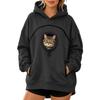 Women's Casual Loose Drop Shoulder Hooded Sweatshirt with Pet Pocket and Zip Front