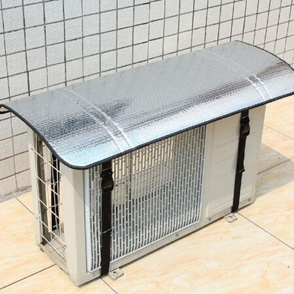 1Pc Aluminum Foil Air Conditioner Outdoor Unit Cover Waterproof Sunshade Energy Saving-Shield For AC Compressor 120x60cm Silver