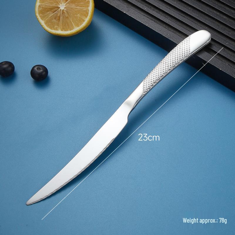 European Stainless Steel Four-Piece Cutlery Set: Star Diamond Steak Knife, Fork, and Coffee Spoon