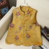 Zijden Jacquard Damesvest met Kikkerknopen - Nieuwe Chinese Stijl voor Lente & Herfst