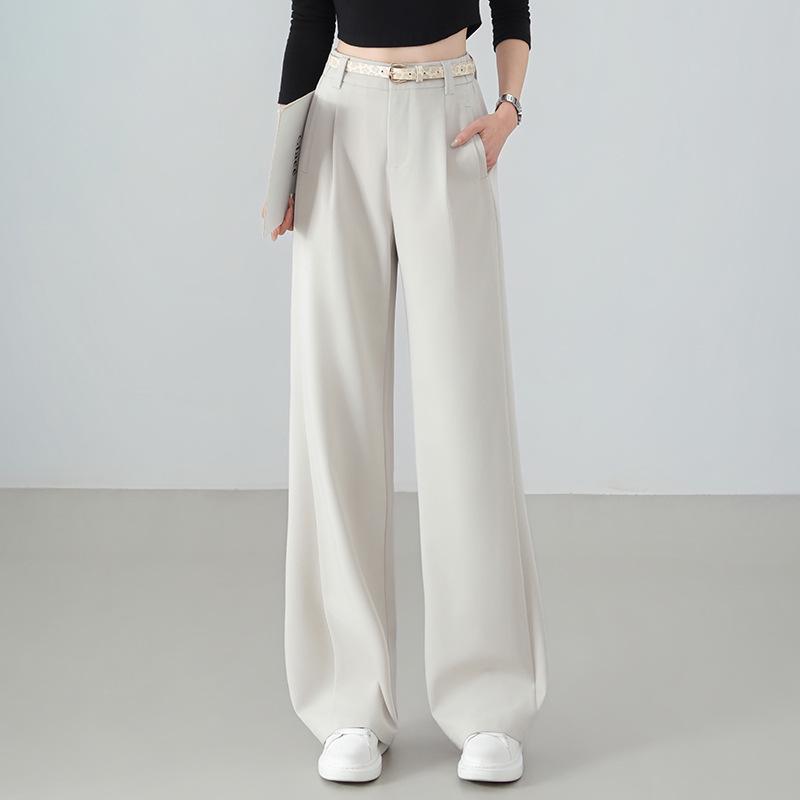 2026 Spring Women s Slim-Fit Tencel Wide-Leg Pants with Elastic Back Waist 29