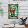 2D Flat, 1pc Western Retro Floral Boots Aluminum Wall Art Sign - 8x12 Inch Rustic Turquoise Boots with Vibrant Flowers & Butterflies, Durable