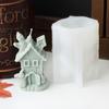 Easy Demold Silicone Candle Maker Reusable Halloween Themed Candle Mould Ghostly House and Tombstone Candle Mold