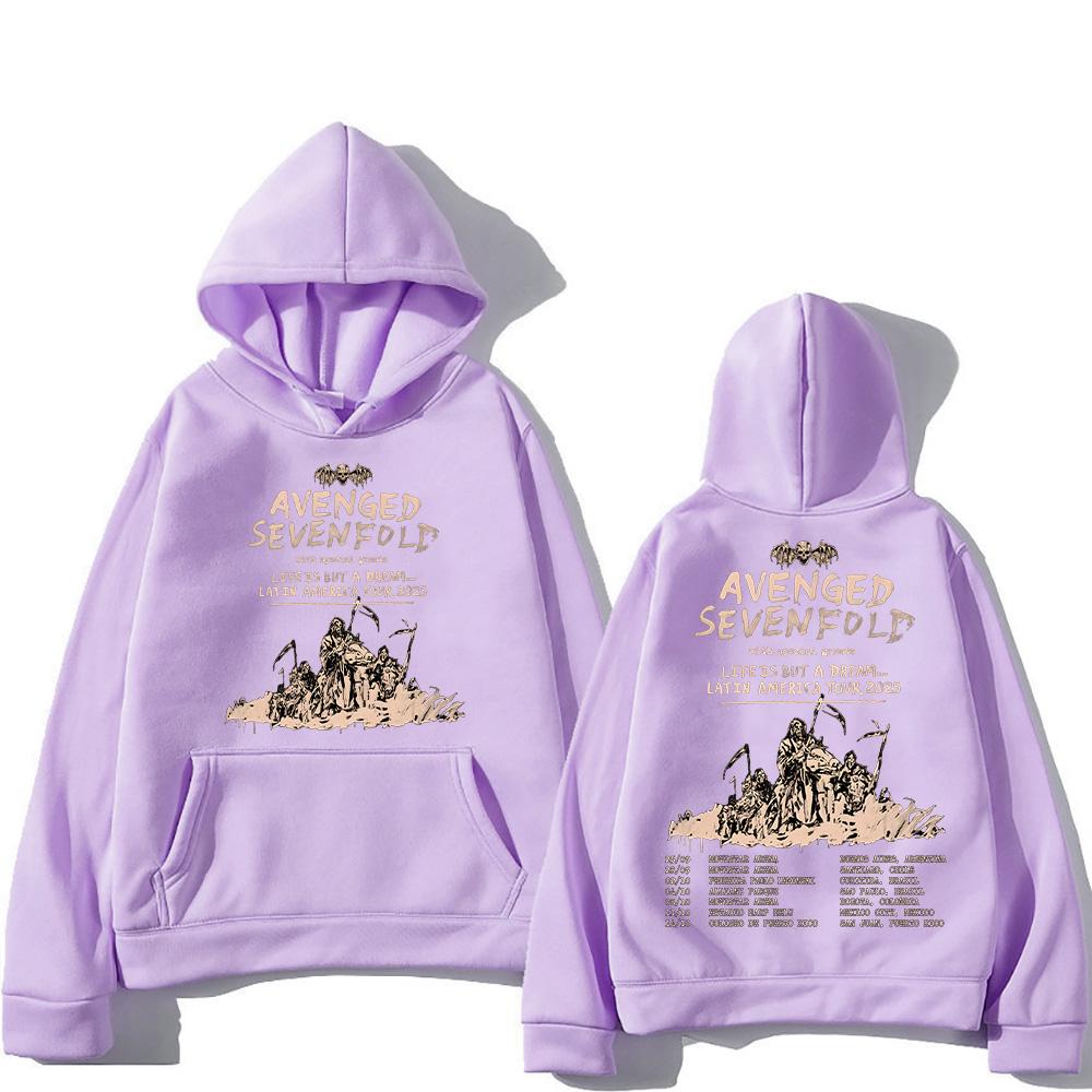 

Худи Avenged Sevenfold Тур по Латинской Америке 2025 Толстовки Хип-хоп Новинка Одежда Женская/Мужская Свободный Пуловер XL