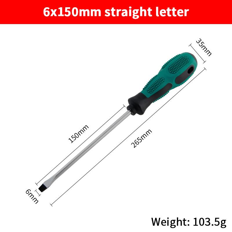 1 Piece Green Rubber Handle Magnetic Screwdriver Long Slotted Screwdriver Installation And Disassembly Repair Tool
