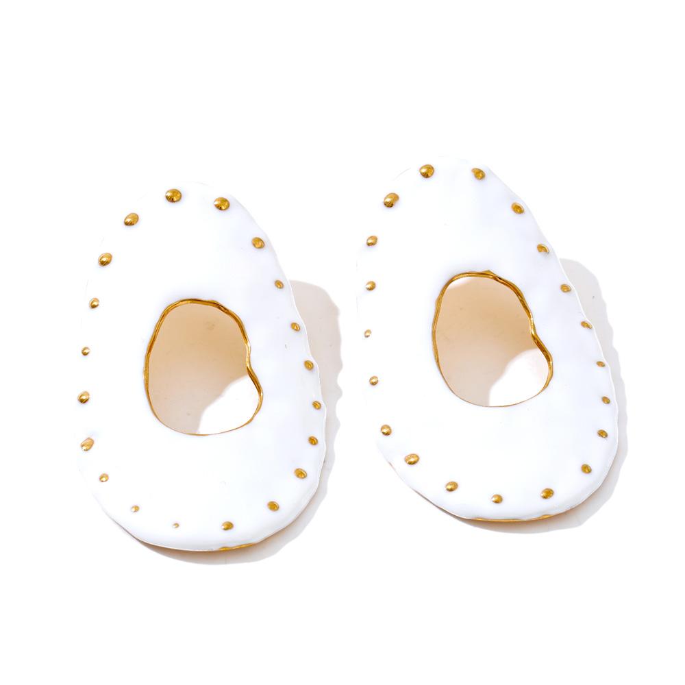 

Eetit Stainless Steel Enamel Oval Hollow Stud Earrings Rust Proof Metal Fashion Jewelry Orange White Color белый