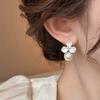 Steel needle flower diamond pearl stud earrings simple and fashionable small fresh earrings niche versatile high-end earrings
