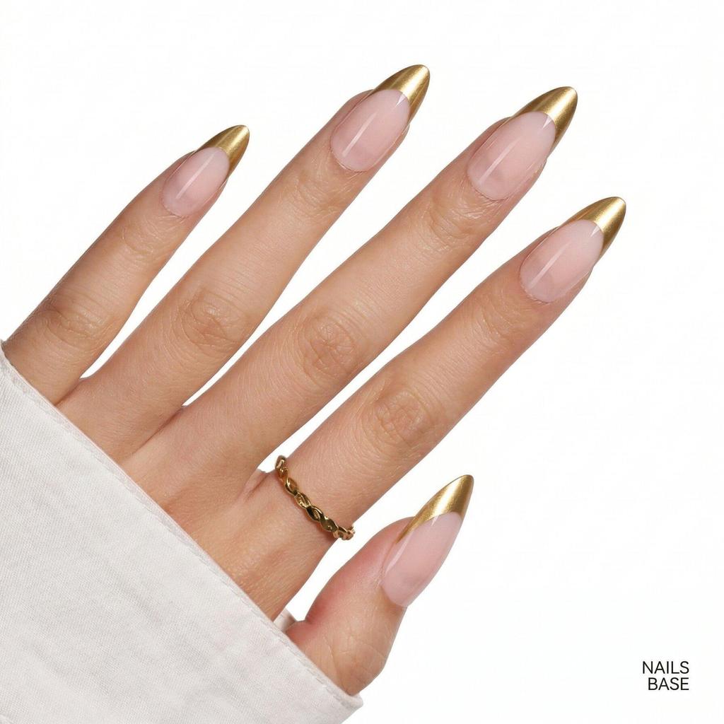 Hochwertige tragbare künstliche Nägel im Mandel-Nude-French-Stil – mittellange und lange Nagelspitzen