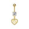 Fashion Heart Stainless Steel Belly Button Ring Shiny Zircon Dangle Navel Ring For Women Sexy Body Piercing Beach Jewelry