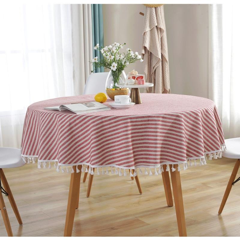 Stripe Tassel Tablecloth Cotton And Linen Round Table Cloth Style Printing At Affordable S Free Real Reviews With Photos Joom Stripe Tassel Tablecloth Cotton And, What Size Tablecloth For 35 Inch Round Table