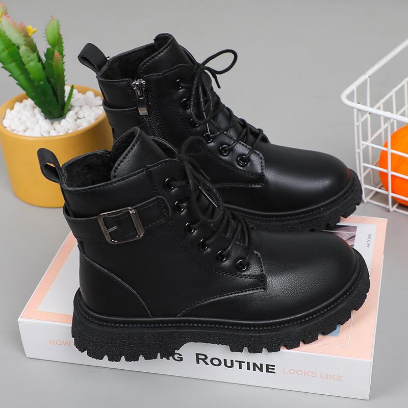 Kids Soft Leather Martin Boots Boys Girls Spring Autumn Ankle Boots Student Casual Short Boots