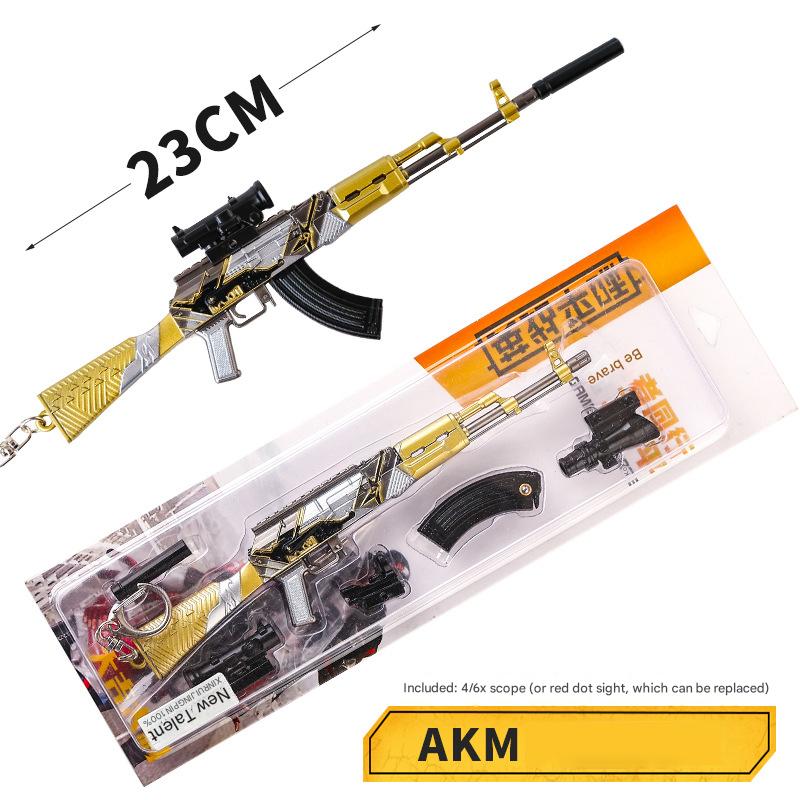 1/6 23cm Zinc Alloy AKM Metal Model Miniature Toy Removable Magazine Muzzle Accessory Sight Game Peripheral Collection Gift