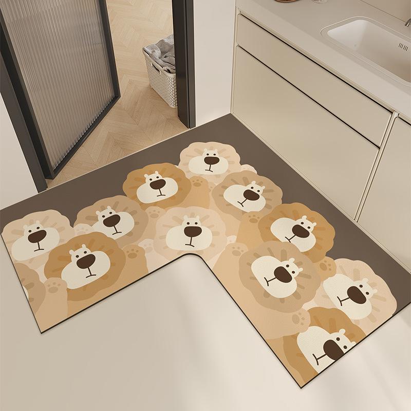 

Коврик для унитаза L-образной формы, нескользящий, с сильным водопоглощением, для входа в туалет, диатомовый ил, быстросохнущий, коврик для пола, ковер 100×100cm