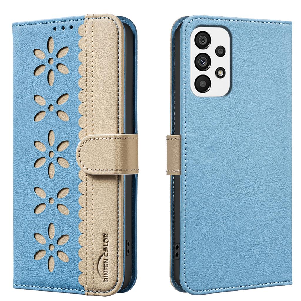 Kožené pouzdro pro Samsung Galaxy A53 5G BINFEN COLOR BF36 Květinový vzor Kryt na telefon Peněženka se stojánkem s blokováním RFID