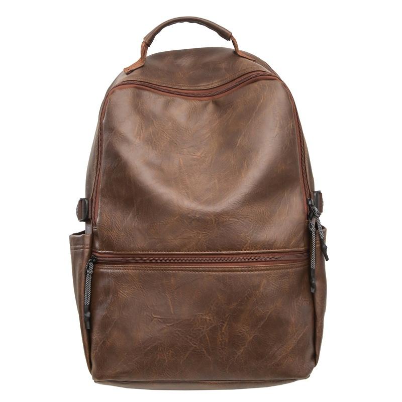 

Ретро Мягкая кожаная школьная сумка для студентов кампус мужской рюкзак большой емкости дорожный рюкзак коричневый