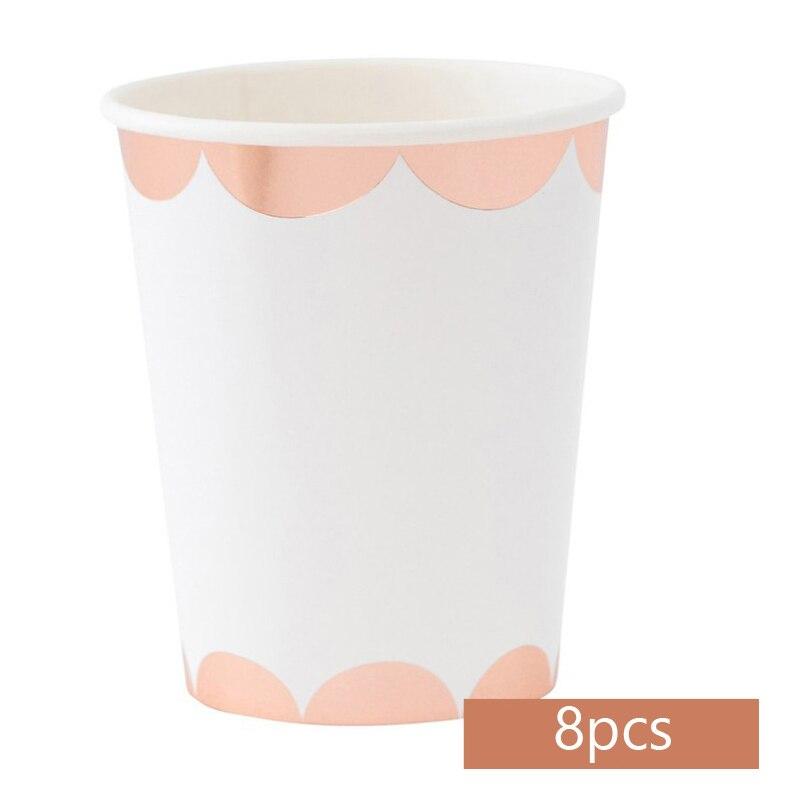 Gold Silver Rose Gold Disposable Paper Tableware Paper Cups Paper Plates Party Supplies