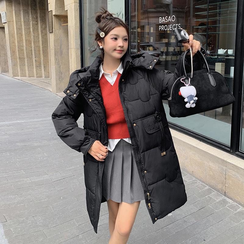 Neue Mode Daunen-Baumwolljacke für Damen Mittellang Locker Winter Große Größe Mit Kapuze Baumwolljacke