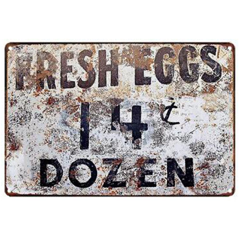 Mfoever Chicken Egg Shabby Chic Poste Tin Signs Metal Plate Farm Fresh Eggs Metal Tinplate Sign Poster xcm