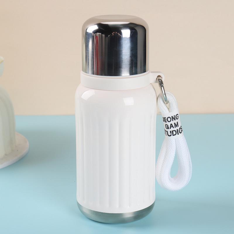 Stylish 316 Stainless Steel Insulated Mini Cup with Carrying Rope & Pop-Up Lid - Portable & Sealed for Students