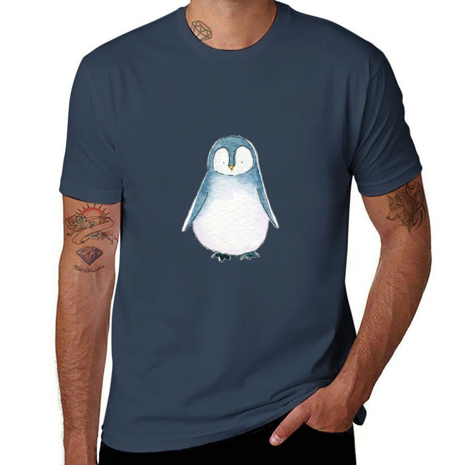 Cute pinguin Watercolor art by Alis TShirt AntiPilling Casual TShirt S
