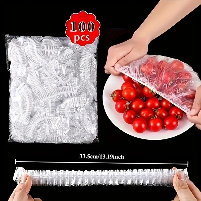 1PC 100 Disposable Plastic Wrap Cover Elastic Mouth HouseholdFoodFreshnessCoverDustproof Food Grade Plastic Suitable for Kitchen