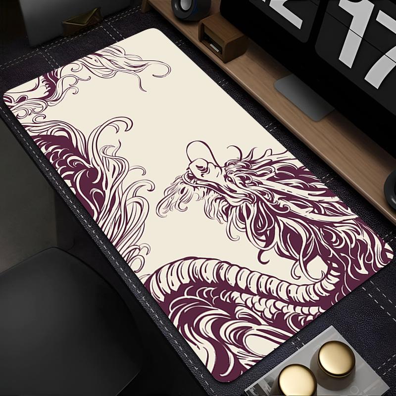 New Keyboard Pad Lock Edge Extended Mousepad Office PC Black And White Manga Desktop Protection Mat Dragon Design Mouse Pad Rug