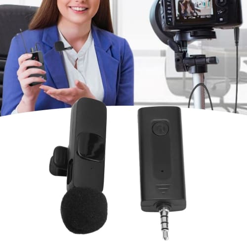 Wireless Lavalier 3.5mm Lapel Microphone with Intelligent Noise Cancellation, Professional Video Recording Lav Mic for YouTubers, Interviews, Vlogs, P