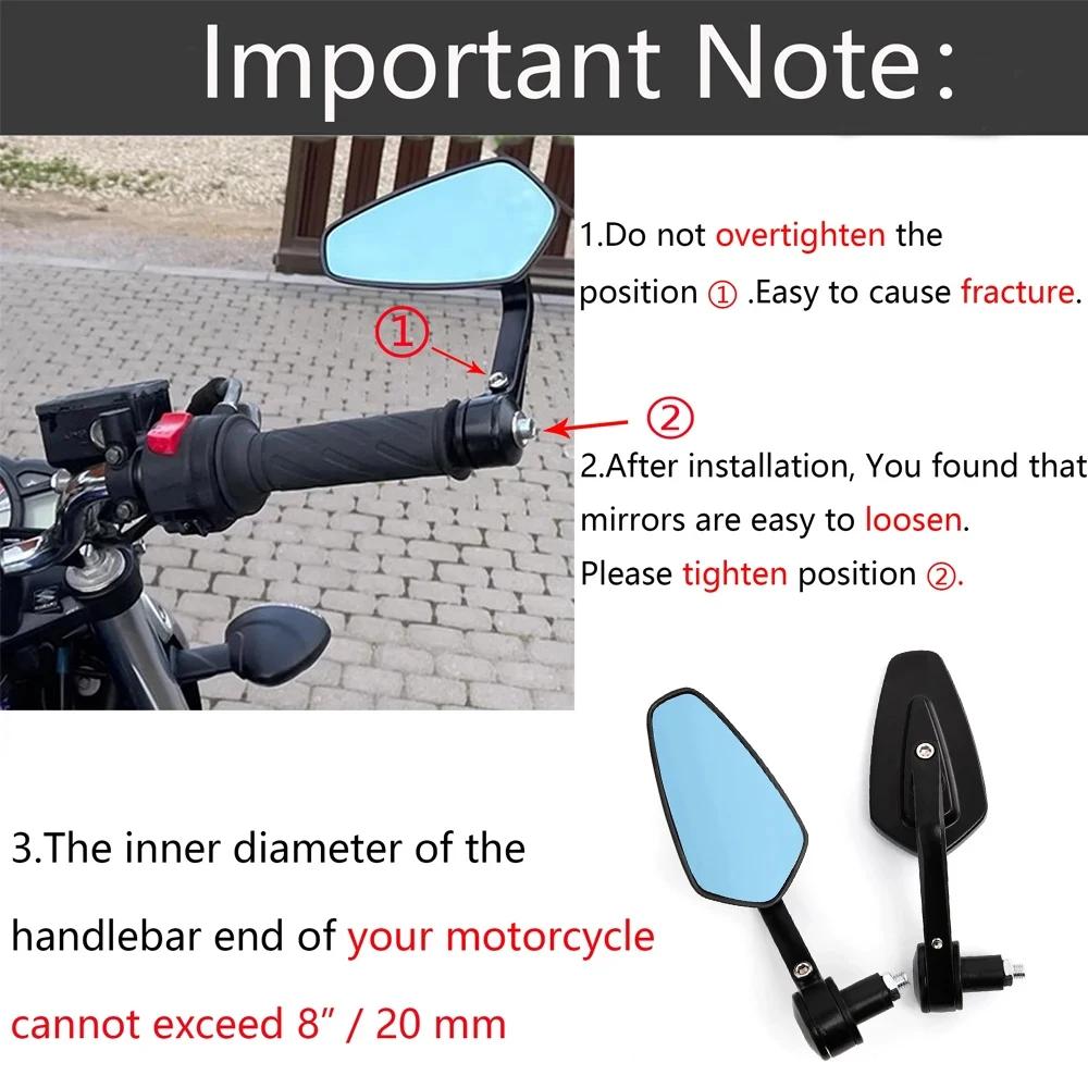 Motorcycle Modification Blue Mirror Reverse Mirror Handle Mirror 22mm Handle Mirror Oval Suitable for Chunfeng NK250 and NK650