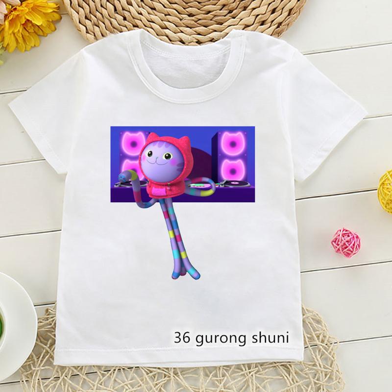 2026 Hot Sale Gabby Dollhouse Cartoon Print Tshirt Girls Kawaii Kids Clothes Cute Cat T-Shirt Children'S Clothing Summer Tops