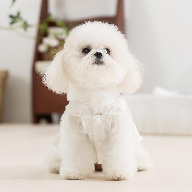 

Spring Summer Puppy Dog Clothes Jacquard Suspender Bud Dress Bigbear Puppy Thin Summer Skirt Dog Clothes XXL (recommended weight 15-10 kg)